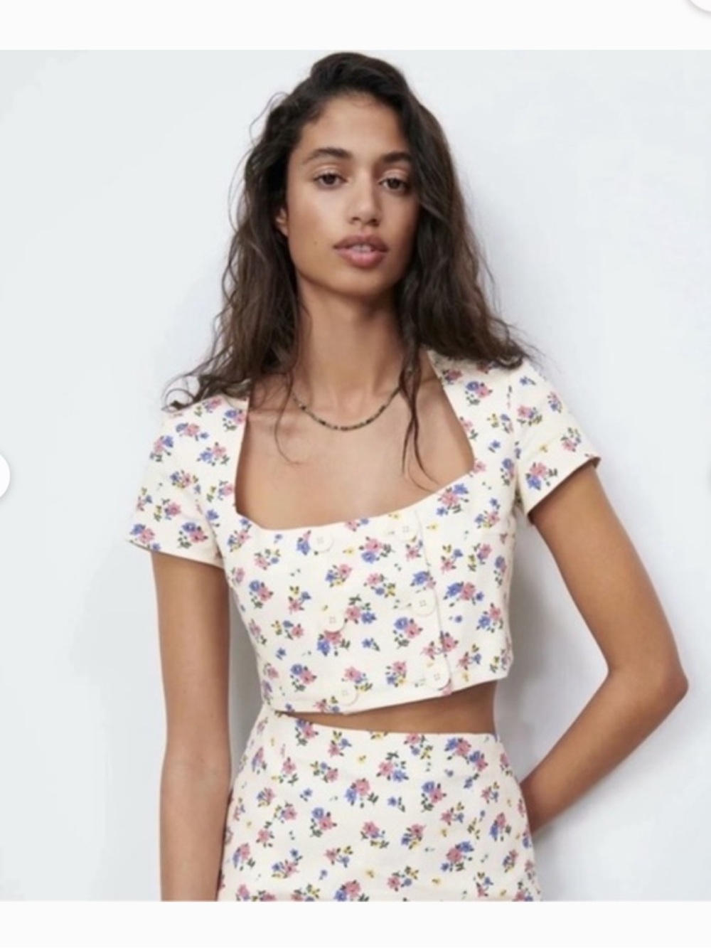 Zara Floral Linen Blend Crop